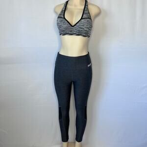 PINK Victoria’s Secret Activewear Set Sports Bra & Mesh Leggings Gray Size M